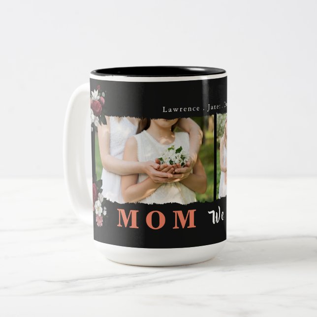 Caneca De Café Em Dois Tons Família-Mãe de Colagem Personalizada Monograma Sim (Frente Esquerda)