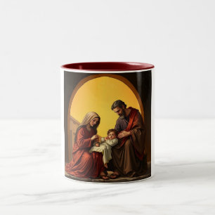 Caneca De Café Em Dois Tons Família Santa, Jesus Maria e Joseph Coffee Mug
