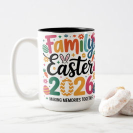 Caneca De Café Em Dois Tons Family Easter 2026 Making Memories Retro Colorful 