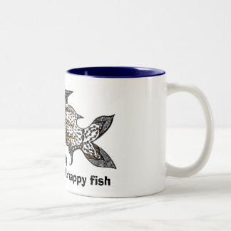Caneca De Café Em Dois Tons faminto pelo peixe feliz