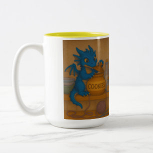 Caneca De Café Em Dois Tons Fantasia de biscoitos de dragão azul-tempestade, u