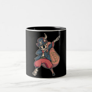 Caneca De Café Em Dois Tons Fantasia de Esqueleto ; Logotipo do Bitcoin