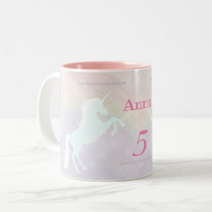 Caneca De Café Em Dois Tons fantasia unicórnio rosa e roxo