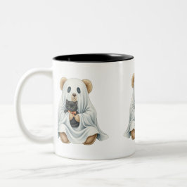 Caneca De Café Em Dois Tons Fantasma com Kitten, Teddy Bear, Halloween, Autor 