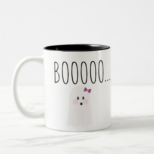 Caneca De Café Em Dois Tons Fantasma de Halloween Fofo Boooooooo (Esquerda)