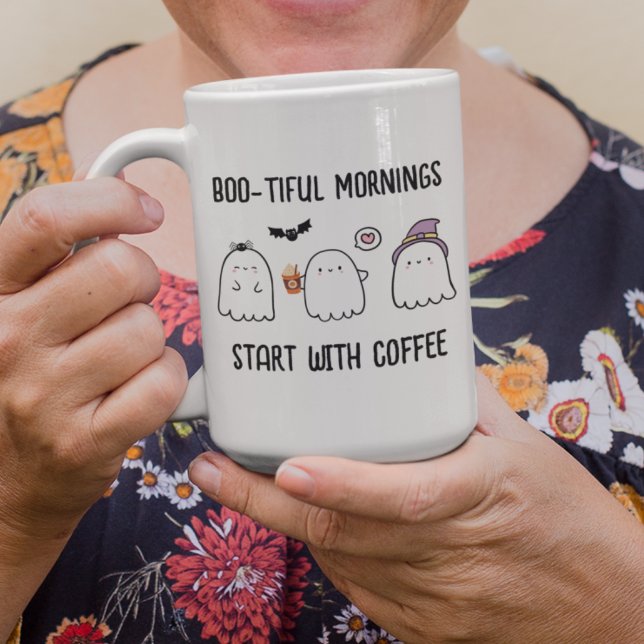 Caneca De Café Em Dois Tons Fantasmas do Dia das Bruxas Personalizadas e Bonit (Criador carregado)