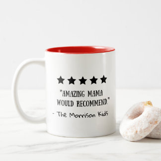 Caneca De Café Em Dois Tons Fantástico Mãe 5 Estrelas Dia de as mães Engraçado