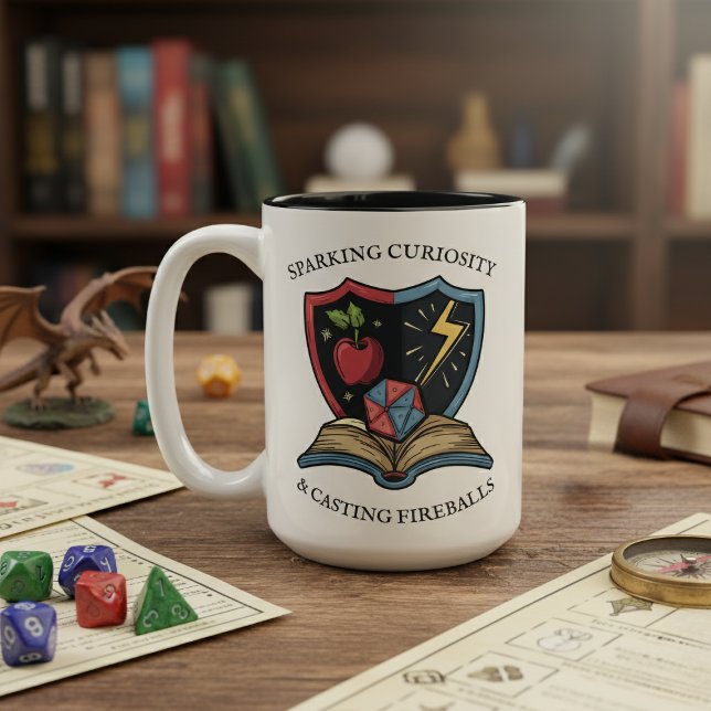 Caneca De Café Em Dois Tons Fantasy RPG Professor Obrigado (Criador carregado)