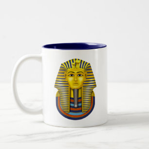 Caneca De Café Em Dois Tons Faraó Dourado Egípcio & Ankh