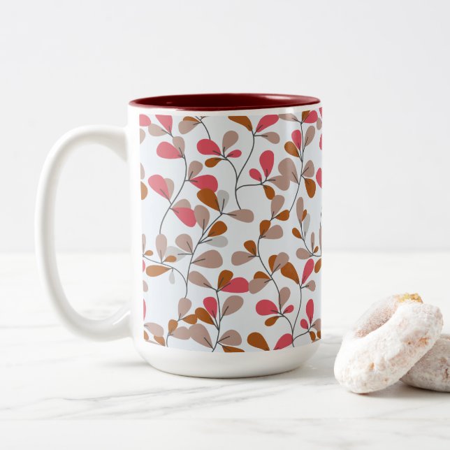 Caneca De Café Em Dois Tons Farinha de matizes quentes e suaves (Com Donut)