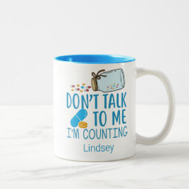 Caneca De Café Em Dois Tons Farmacêutico Funny Azul Personalizado/ Café Técnic