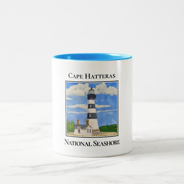 Caneca De Café Em Dois Tons Farol, Cabo Hatteras, costa nacional (Centro)