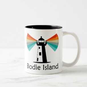 Caneca De Café Em Dois Tons Farol da Ilha Bodie Carolina do Norte Arco-íris