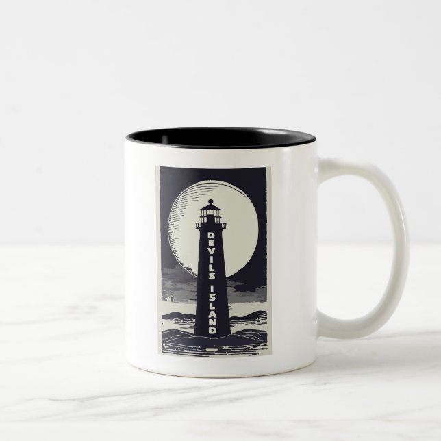 Caneca De Café Em Dois Tons Farol da Ilha Devils Lighthouse em Wisconsin (Direita)