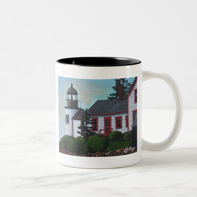 Caneca De Café Em Dois Tons Farol de Arte Têxtil (Direita)