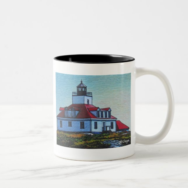 Caneca De Café Em Dois Tons Farol de Arte Têxtil (Direita)