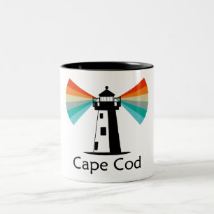 Caneca De Café Em Dois Tons Farol do Cabo Cod Massachusetts Arco-íris