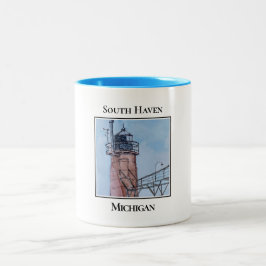 Caneca De Café Em Dois Tons Farol do Haven Michigan
