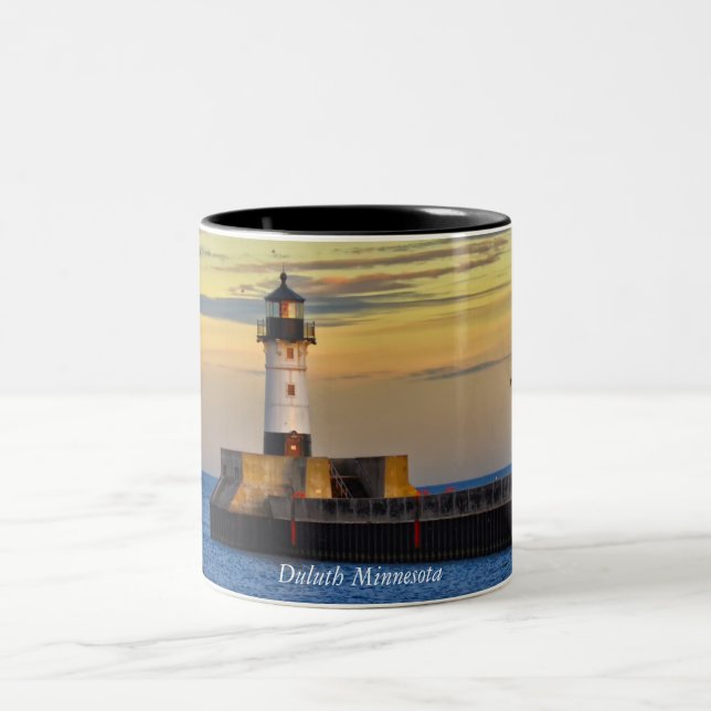 Caneca De Café Em Dois Tons Farol, Duluth Minnesota (Centro)