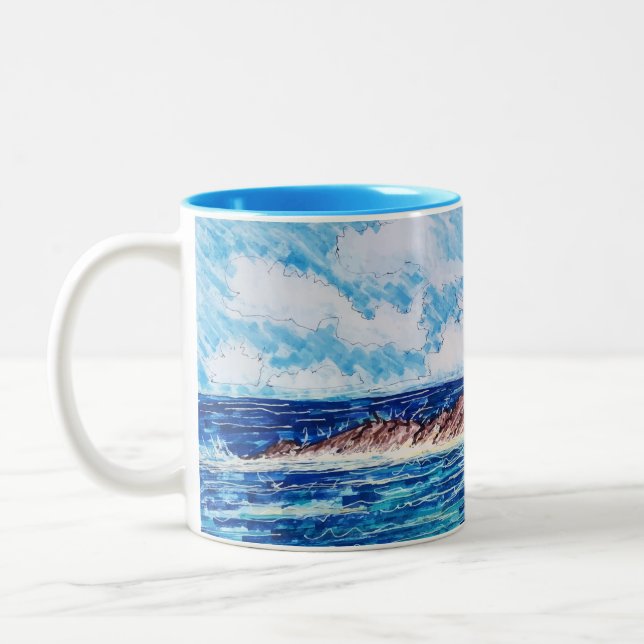 Caneca De Café Em Dois Tons Farol em Azul (Esquerda)