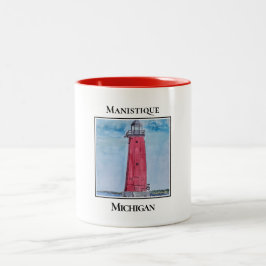 Caneca De Café Em Dois Tons Farol Manistique East Breakwater