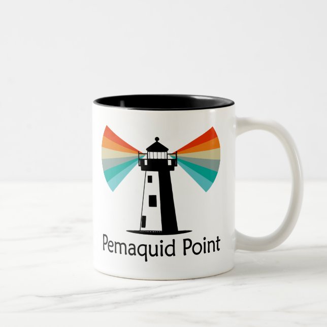 Caneca De Café Em Dois Tons Farol Pemaquid Point Arco-íris (Direita)