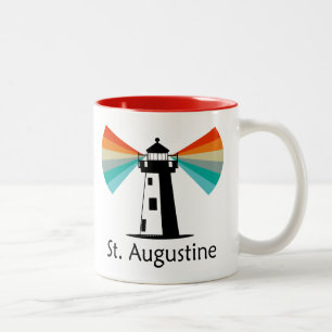Caneca De Café Em Dois Tons Farol St. Augustine Florida Arco-íris