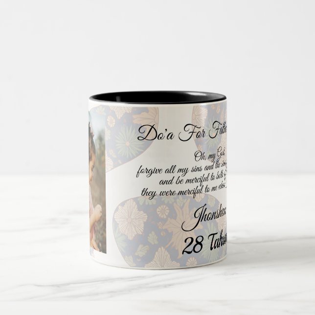 Caneca De Café Em Dois Tons Father's Day Full Photo Personalized (Centro)