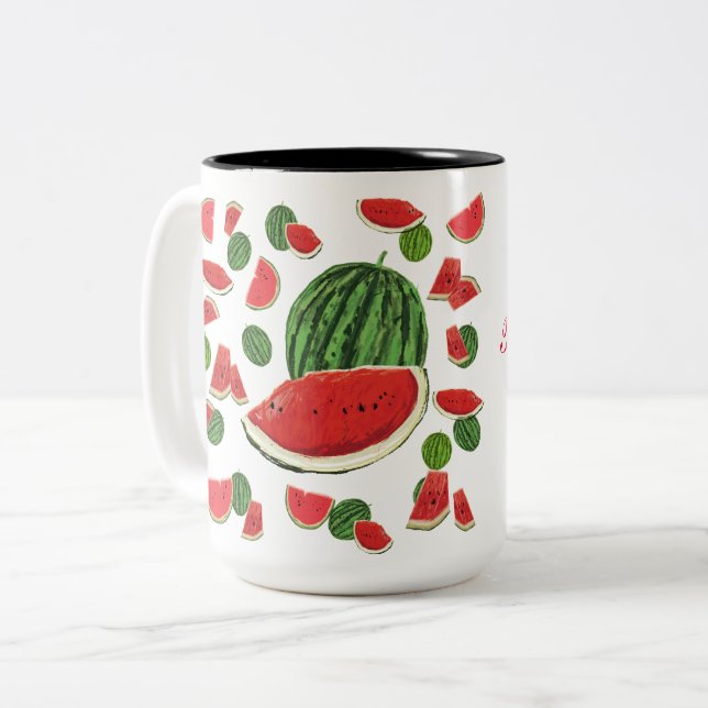 Caneca De Café Em Dois Tons Fatia de melancia (Frente Esquerda)