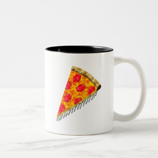 Caneca De Café Em Dois Tons Fatia de pizza de anúncio de vinheta (Direita)