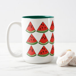 Caneca De Café Em Dois Tons Fatias de Melancia Vermelha