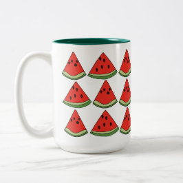 Caneca De Café Em Dois Tons Fatias de Melancia Vermelha