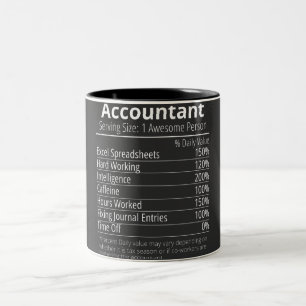 Caneca De Café Em Dois Tons Fato de Nutrição Contabilista, Fatos Nutricionais