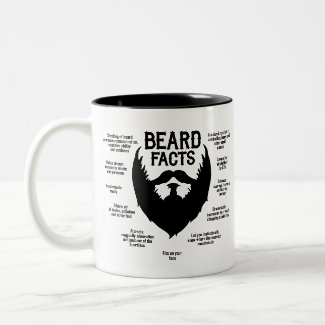 Caneca De Café Em Dois Tons Fatos da barba (preto) (Esquerda)