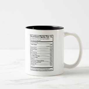 Caneca De Café Em Dois Tons Fatos da nutrição para 1L