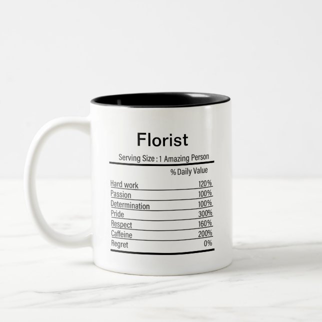Caneca De Café Em Dois Tons Fatos de Nutrição Florista Personalizados (Esquerda)