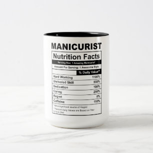 Caneca De Café Em Dois Tons Fatos de Nutrição Manicurista Engraçados