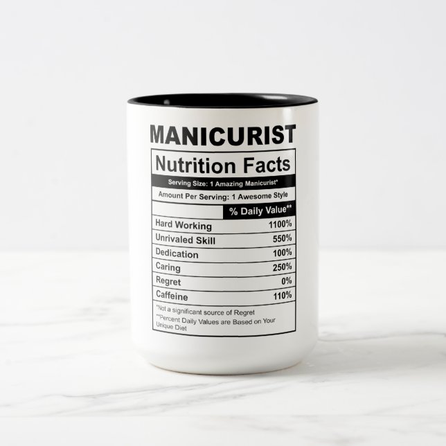Caneca De Café Em Dois Tons Fatos de Nutrição Manicurista Engraçados (Centro)