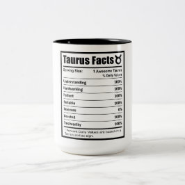 Caneca De Café Em Dois Tons Fatos de Nutrição Taurus