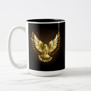 Caneca De Café Em Dois Tons Faux Gold Foil Peace Dove em Preto