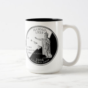 Caneca De Café Em Dois Tons Faux Hawaii State Quarter