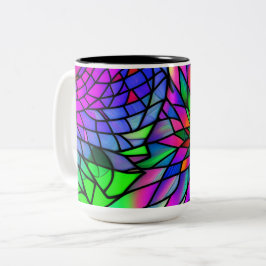 Caneca De Café Em Dois Tons Faux StainGlass