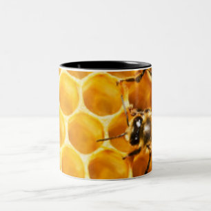 Caneca De Café Em Dois Tons Favo de mel e design do teste padrão das abelhas