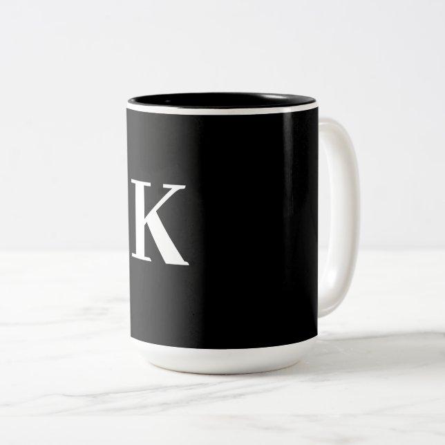 Caneca De Café Em Dois Tons Favor de casamento com monograma, presente, preto  (Frente Esquerda)