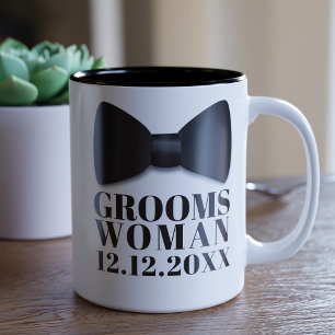 Caneca De Café Em Dois Tons Favor de Dama de Casamento Gravata Borboleta Smoki