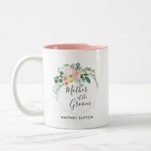 Caneca De Café Em Dois Tons Favor do Casamento de Wreath Floral de Verão Blush