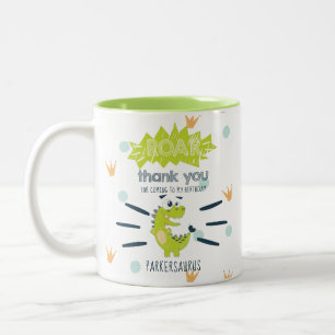 Caneca De Café Em Dois Tons Favorito de Aniversário do Dinossauro Verde da RO