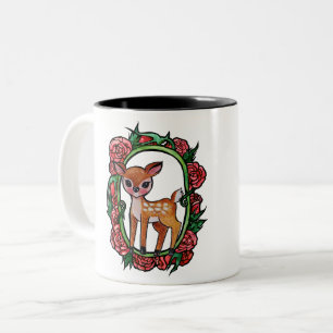 Caneca De Café Em Dois Tons Fawn Deer Rosa vermelha