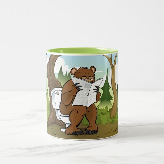 Caneca De Café Em Dois Tons Faz um excremento do urso nas madeiras (Centro)