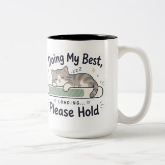 Caneca De Café Em Dois Tons Fazendo o Meu Melhor, Por Favor Aguarde PNG - Gato
